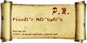 Piszár Mátyás névjegykártya